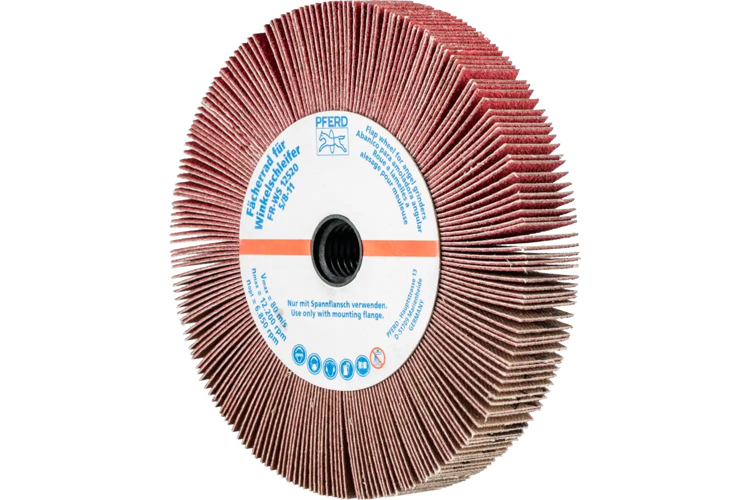 Picture of Pferd Angle Grinder Flap Wheel, 5" X 5/8 X 5/8-11, 120 Grit, Ceramic Oxide Co-Cool